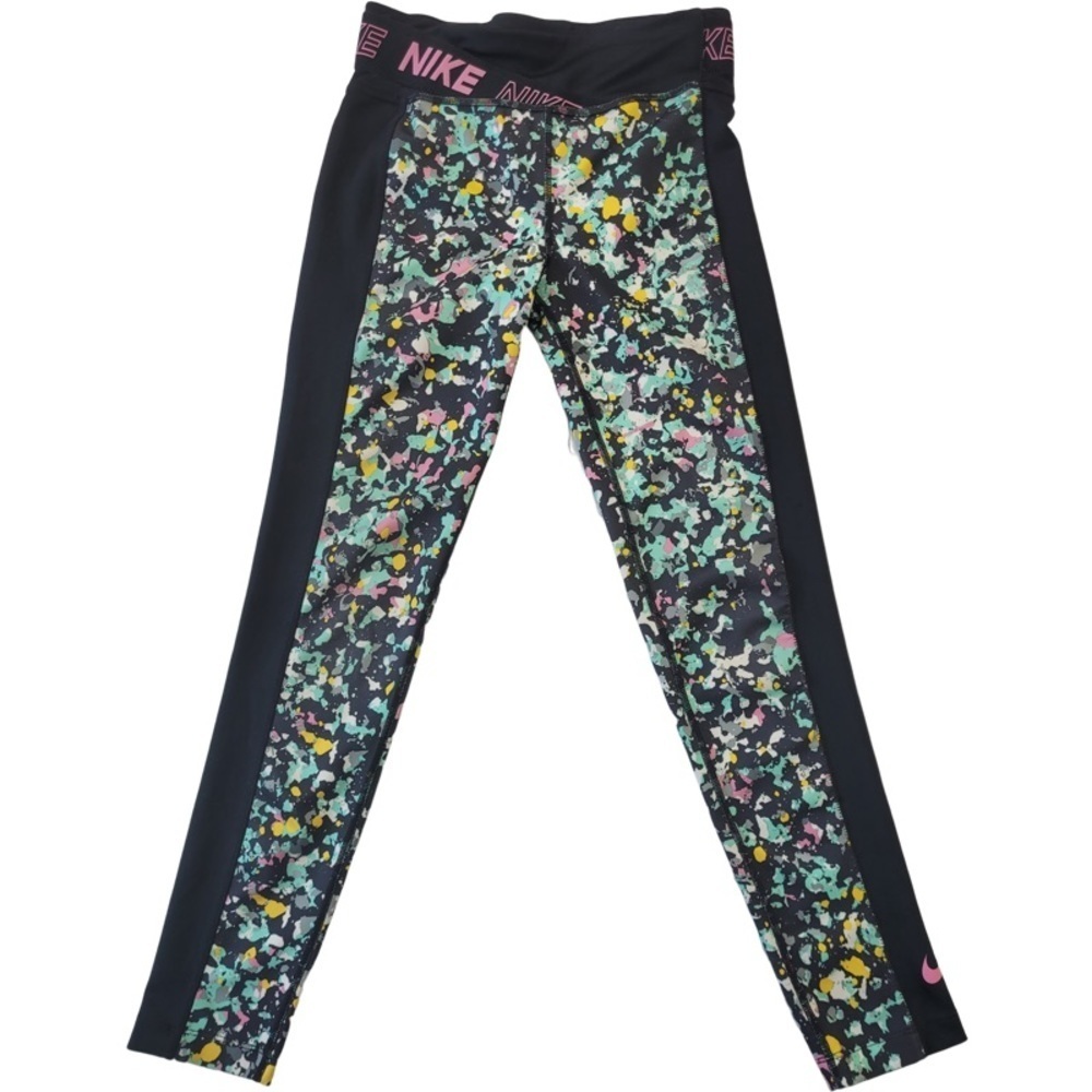 ✅ Nike Woman’s Dri fit multicolored black workout leggings size M